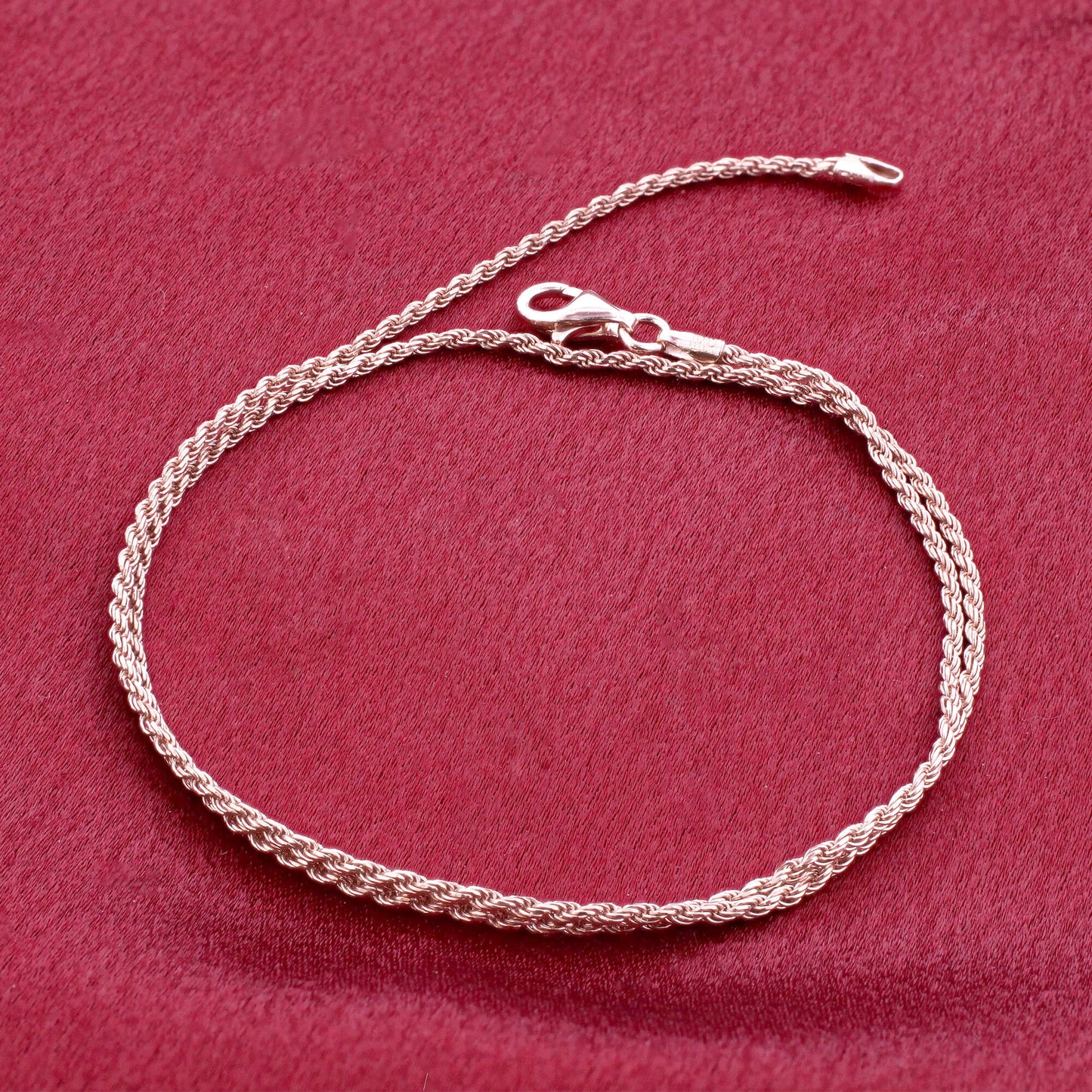 Rose Gold Plated 925 Sterling Silver Rope Chain Vermeil Necklace - Gem Avenue
