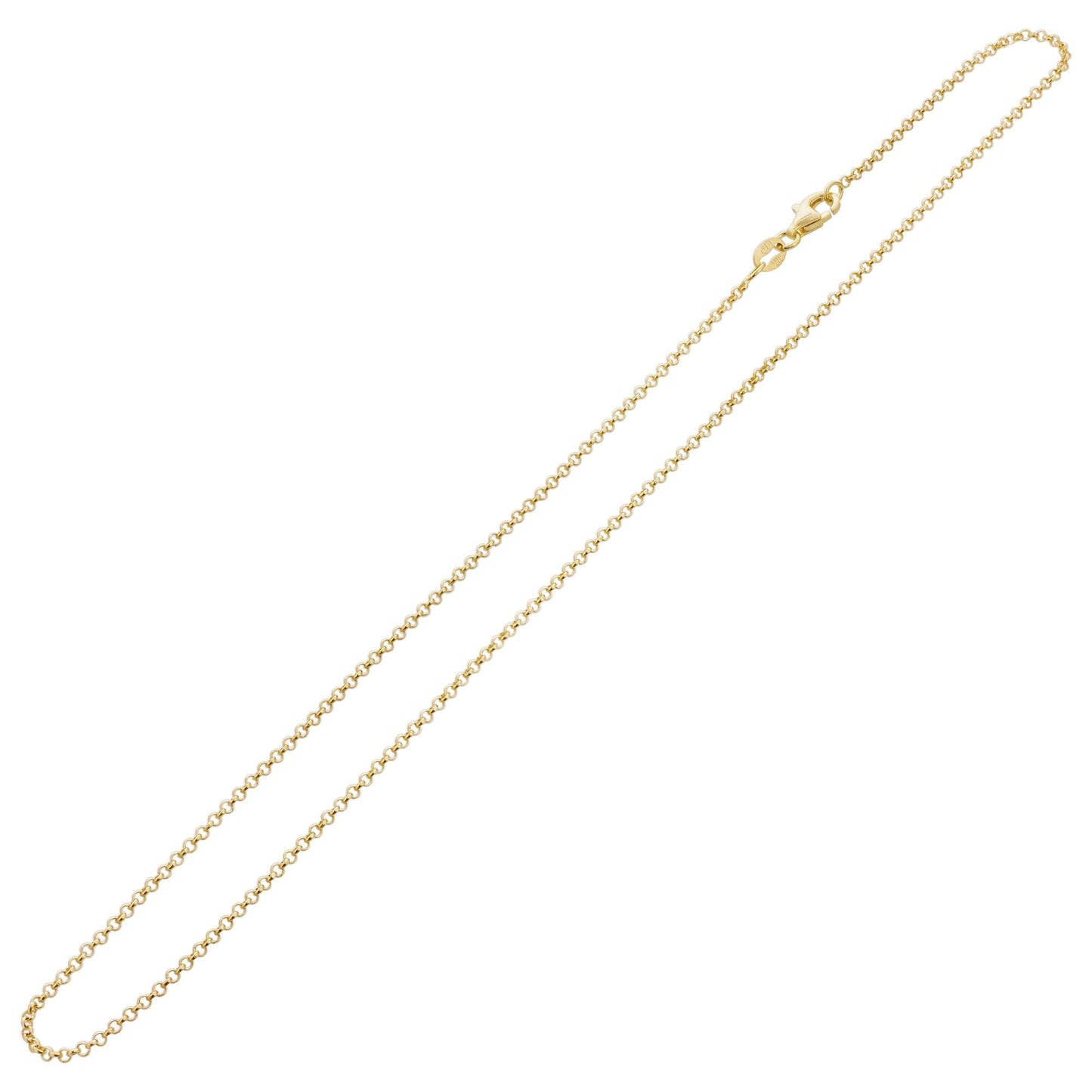 925 Sterling Silver Vermeil Rolo Chain Necklace with Lobster Clasp - Gem Avenue