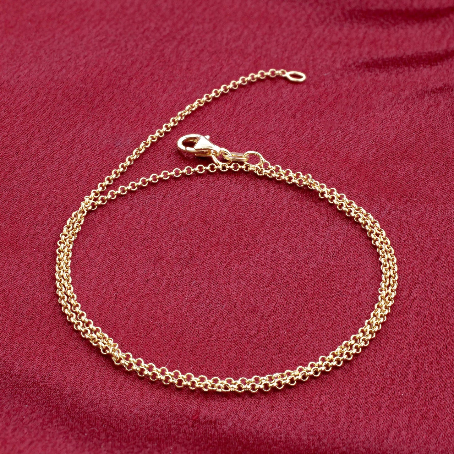 925 Sterling Silver Vermeil Rolo Chain Necklace with Lobster Clasp - Gem Avenue