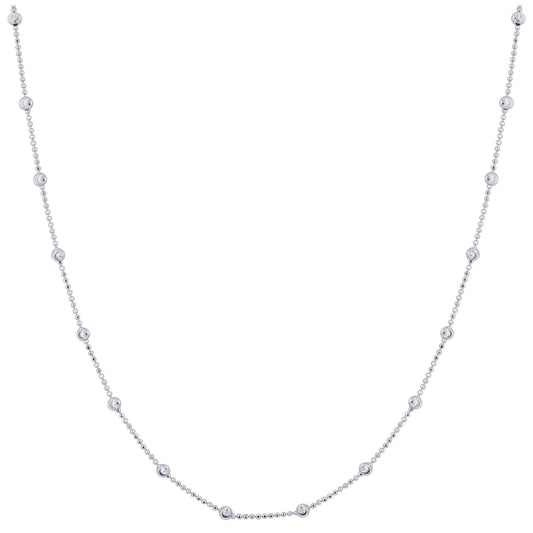 925 Sterling Silver Moon Cut Bead Chain Necklace with Lobster Clasp - Gem Avenue