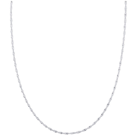925 Sterling Silver Singapore Chain Necklace with Lobster Clasp - Gem Avenue