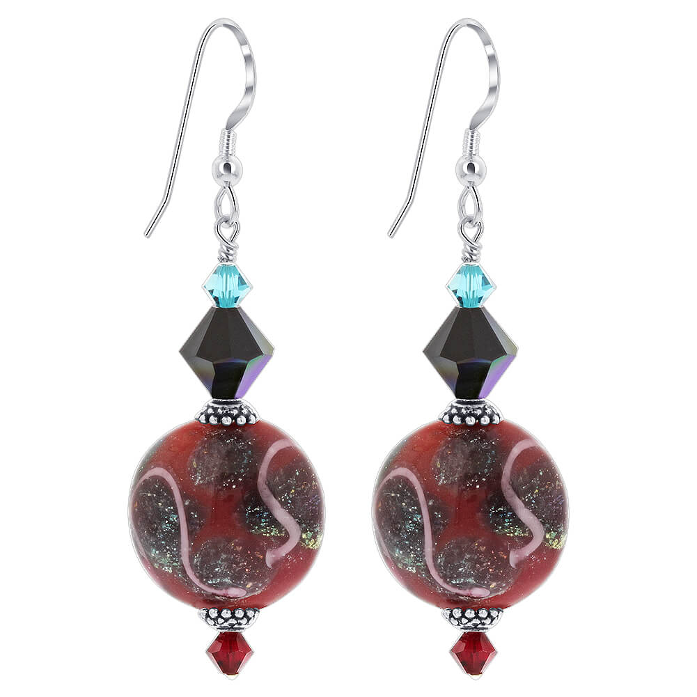 Glass Bead Multicolor Austrian 925 Crystal Sterling Silver Earrings - Gem Avenue