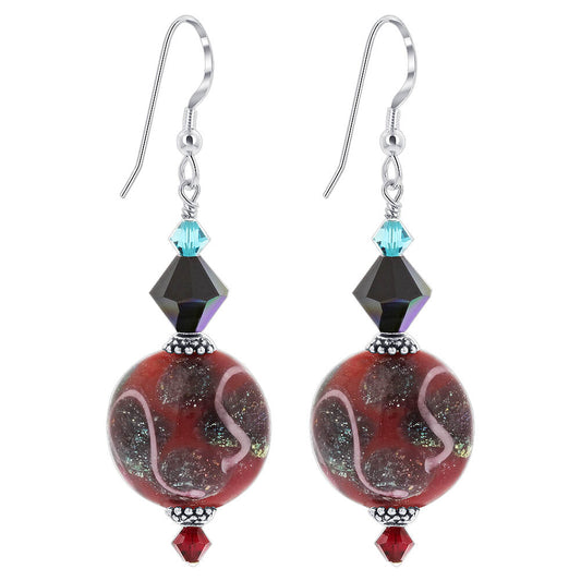 Glass Bead Multicolor Austrian 925 Crystal Sterling Silver Earrings - Gem Avenue