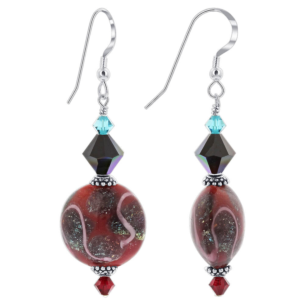 Glass Bead Multicolor Austrian 925 Crystal Sterling Silver Earrings - Gem Avenue