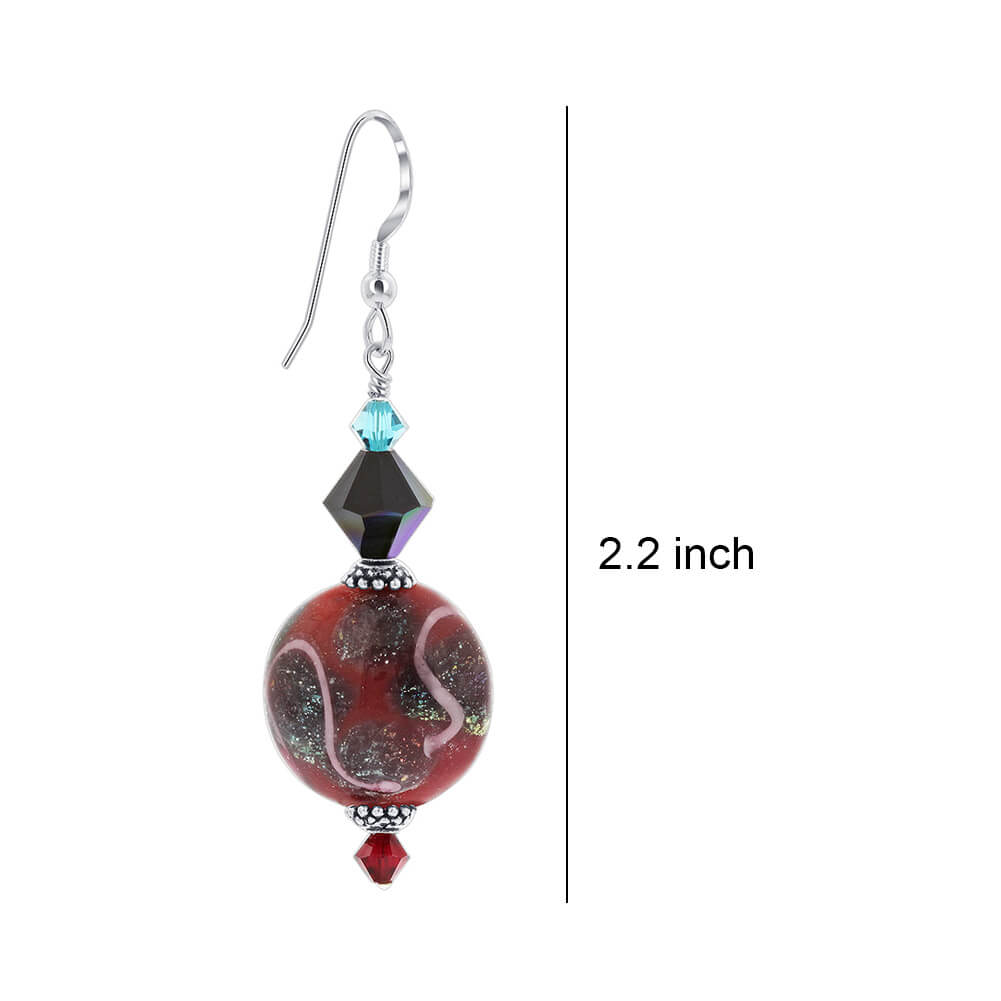 Glass Bead Multicolor Austrian 925 Crystal Sterling Silver Earrings - Gem Avenue