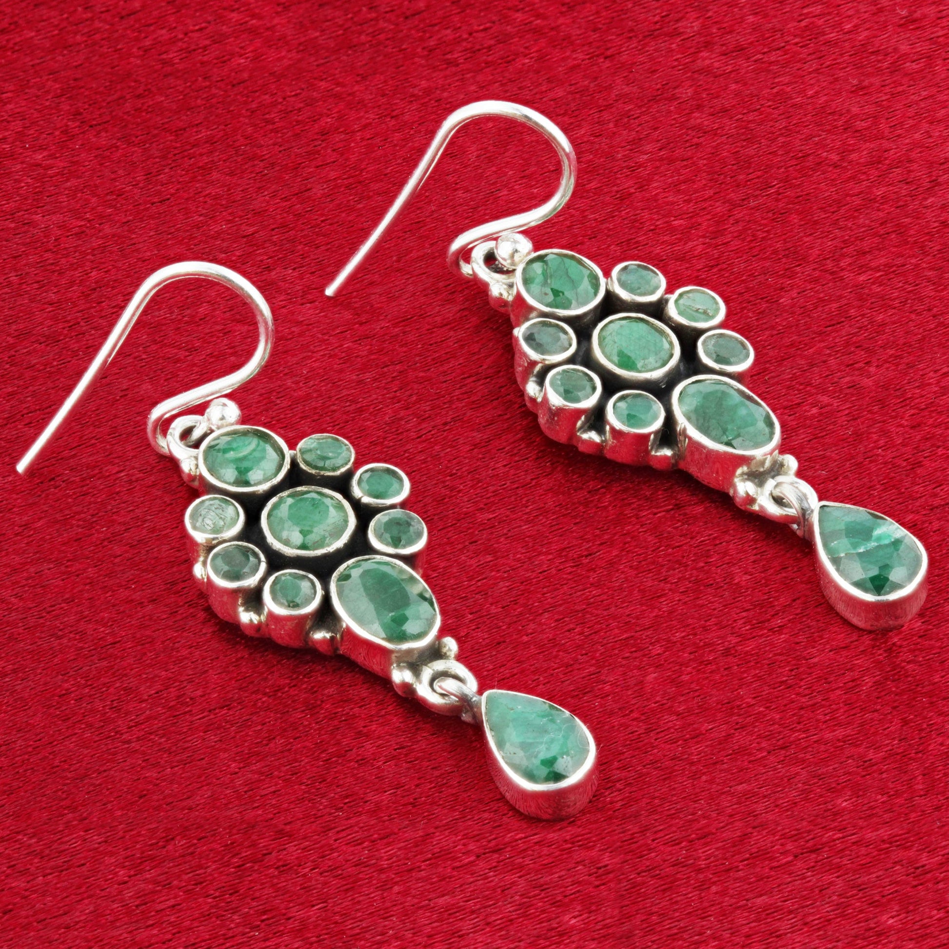 Green Amethyst Gemstone Bali Design 925 Silver Drop Earrings for Women -  Gem Avenue Wholesale Silver