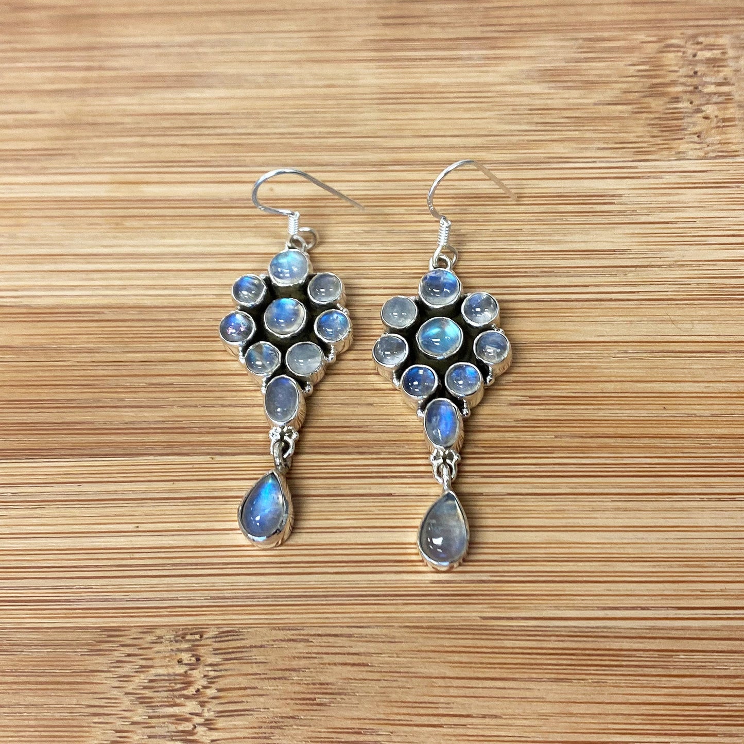 Moonstone Gemstone Bali Design Sterling Silver Drop Earrings for Women - Gem Avenue