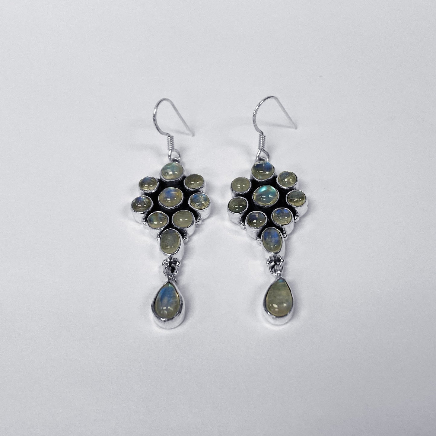 Moonstone Gemstone Bali Design Sterling Silver Drop Earrings for Women - Gem Avenue