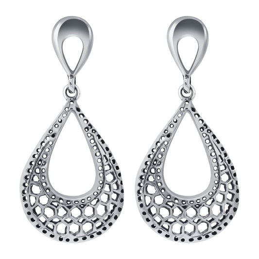 925 Sterling Silver Oxidised Vintage Style Tear Drop Earrings for Women - Gem Avenue