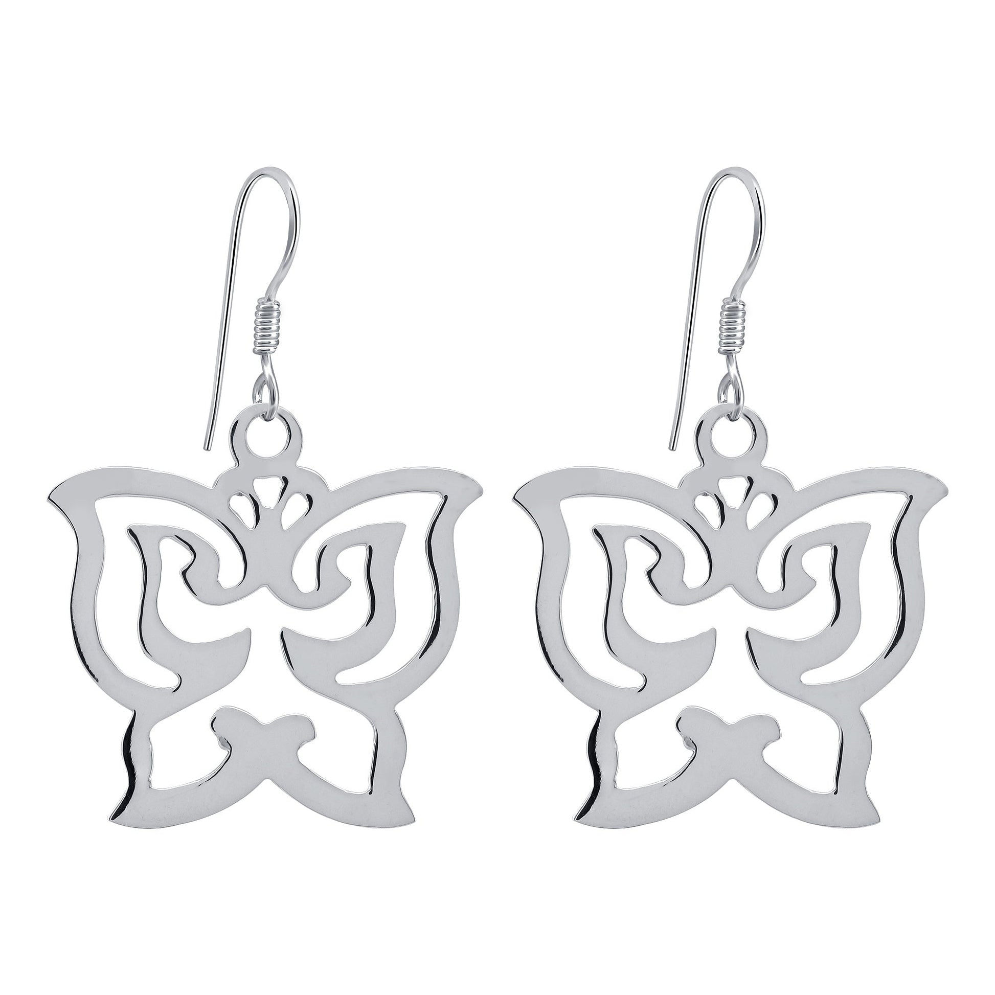 925 Sterling Silver Plain Hollow Out Flying Butterfly Hook Dangle Earrings for Women - Gem Avenue