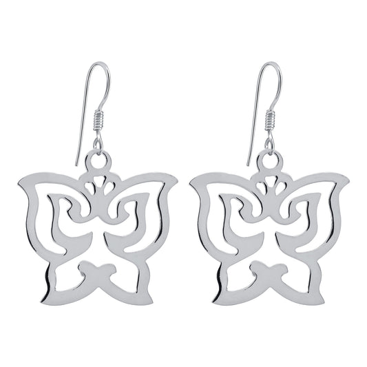 925 Sterling Silver Plain Hollow Out Flying Butterfly Hook Dangle Earrings for Women - Gem Avenue