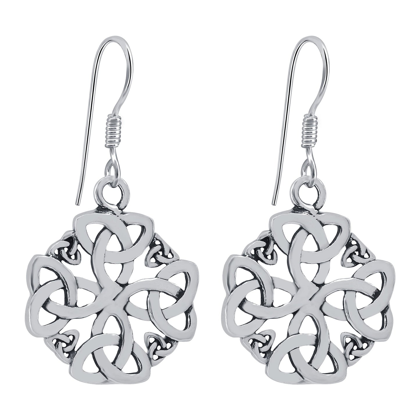 Oxidized Celtic Knot Hook Drop Earrings for Women in Sterling Silver - Gem Avenue