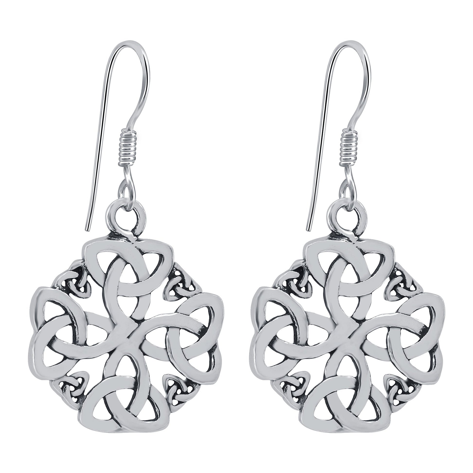 Oxidized Celtic Knot Hook Drop Earrings for Women in Sterling Silver - Gem Avenue