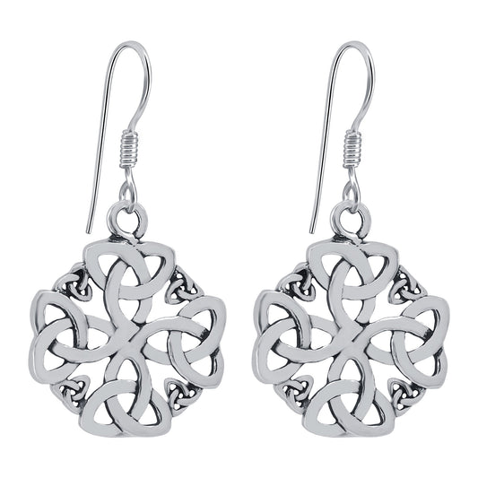 Oxidized Celtic Knot Hook Drop Earrings for Women in Sterling Silver - Gem Avenue