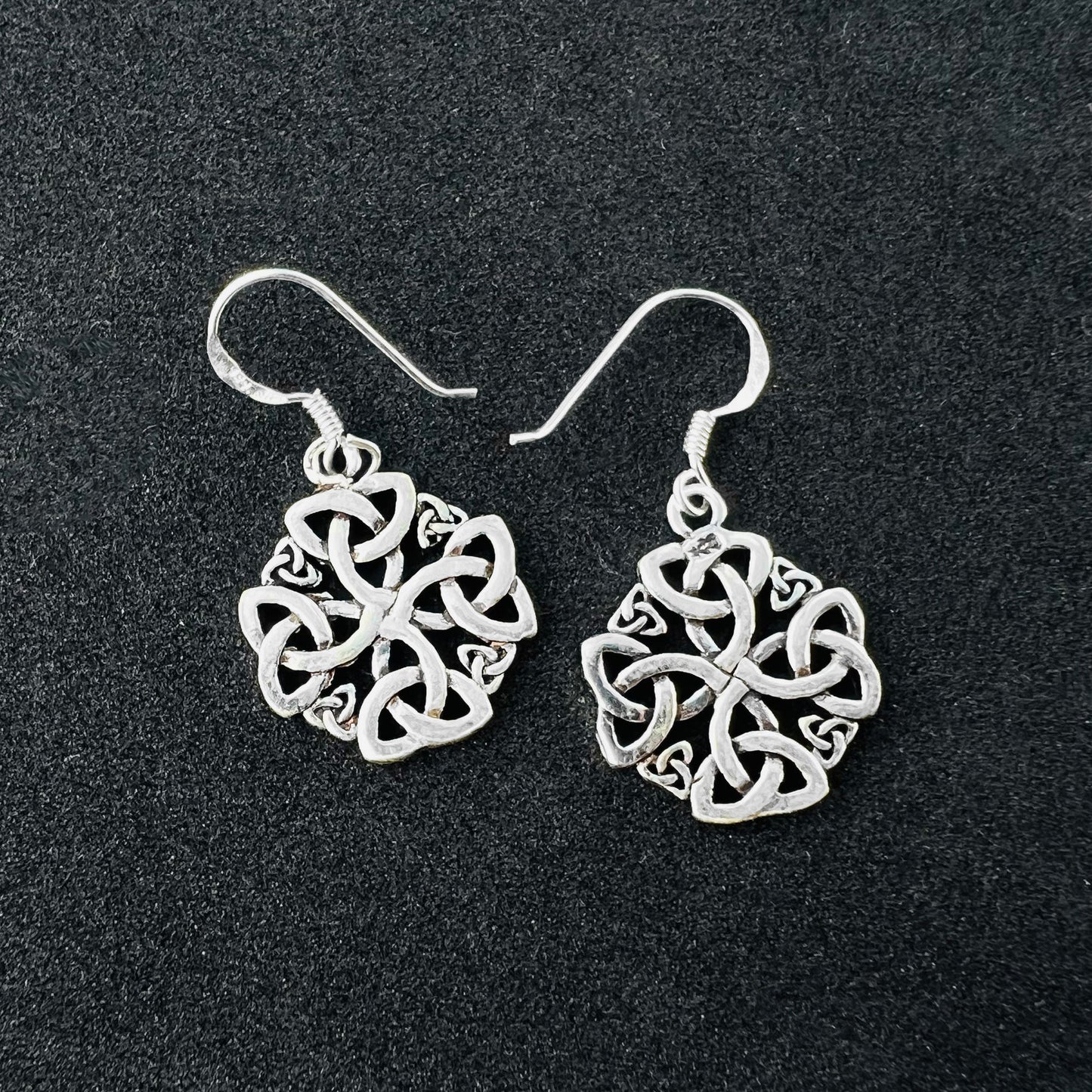 Oxidized Celtic Knot Hook Drop Earrings for Women in Sterling Silver - Gem Avenue