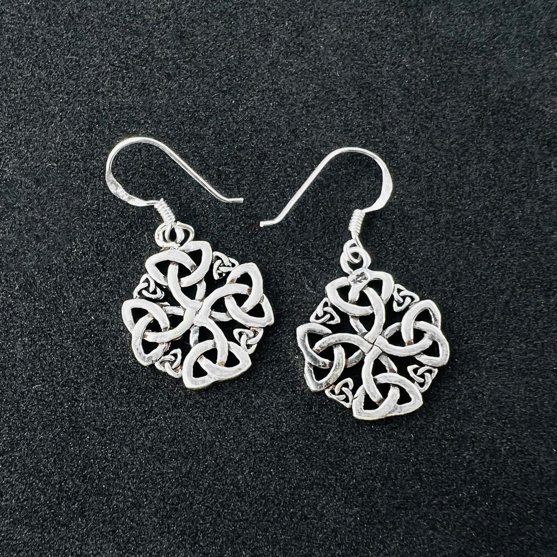 Oxidized Celtic Knot Hook Drop Earrings for Women in Sterling Silver - Gem Avenue