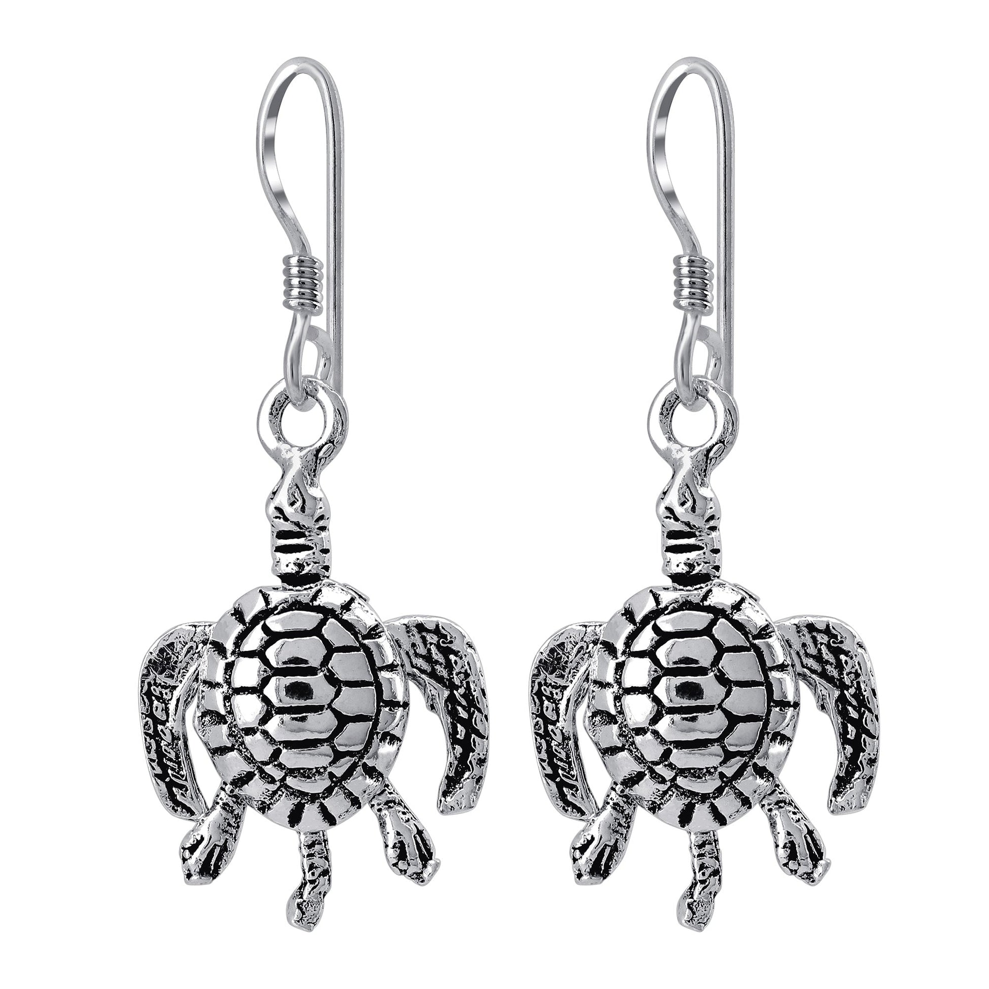Moving Sea Turtle 925 Sterling Silver Hook Dangle Earrings for Women - Gem Avenue