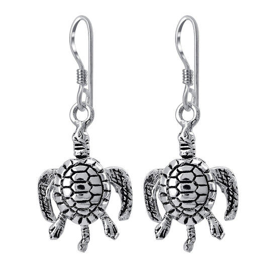 Moving Sea Turtle 925 Sterling Silver Hook Dangle Earrings for Women - Gem Avenue