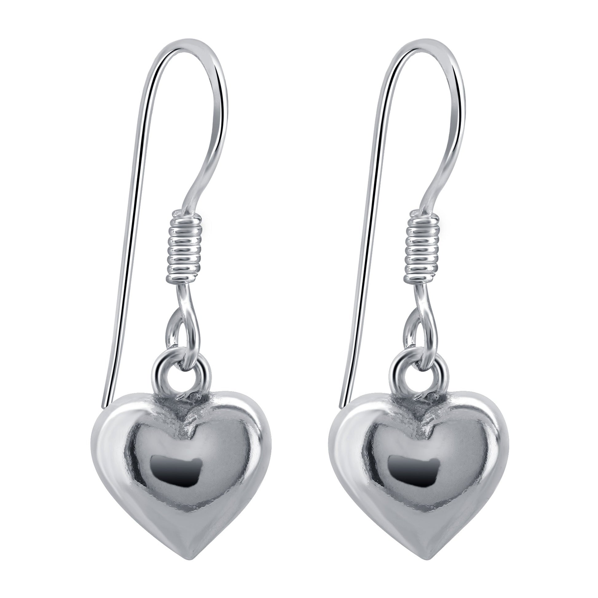 Love Puff Heart 925 Sterling Silver Hook Dangle Earrings for Women - Gem Avenue
