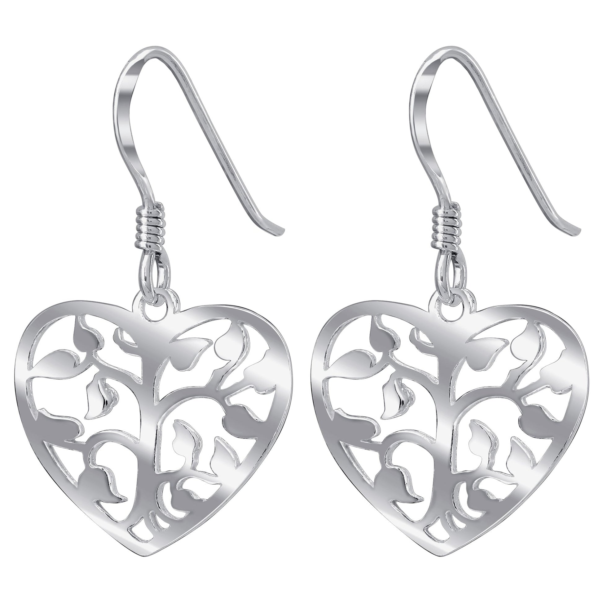 Heart Love Shape 925 Sterling Silver Hook Drop Dangle Earrings - Gem Avenue