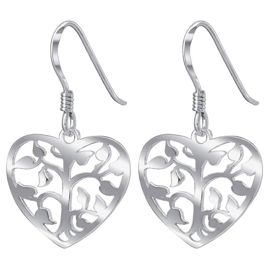 Heart Love Shape 925 Sterling Silver Hook Drop Dangle Earrings - Gem Avenue