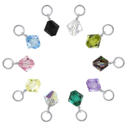 Austrian Crystal Bicone Birthstone 925 Sterling Silver Charm Pendant - Gem Avenue