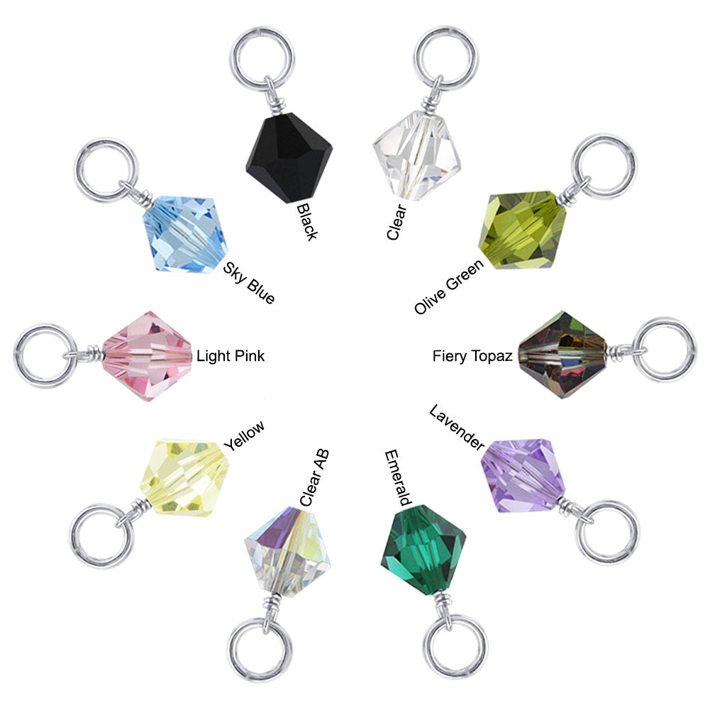 Austrian Crystal Bicone Birthstone 925 Sterling Silver Charm Pendant - Gem Avenue
