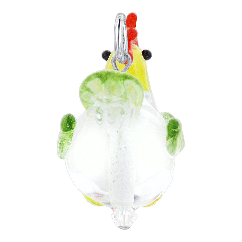 Lampwork Glass Rooster 925 Sterling Silver Pendant - Gem Avenue