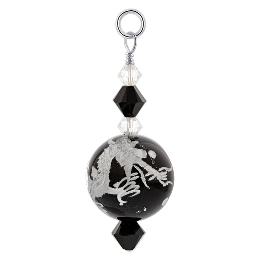 Black Lampwork Glass Austrian Crystals 925 Sterling Silver Pendant - Gem Avenue