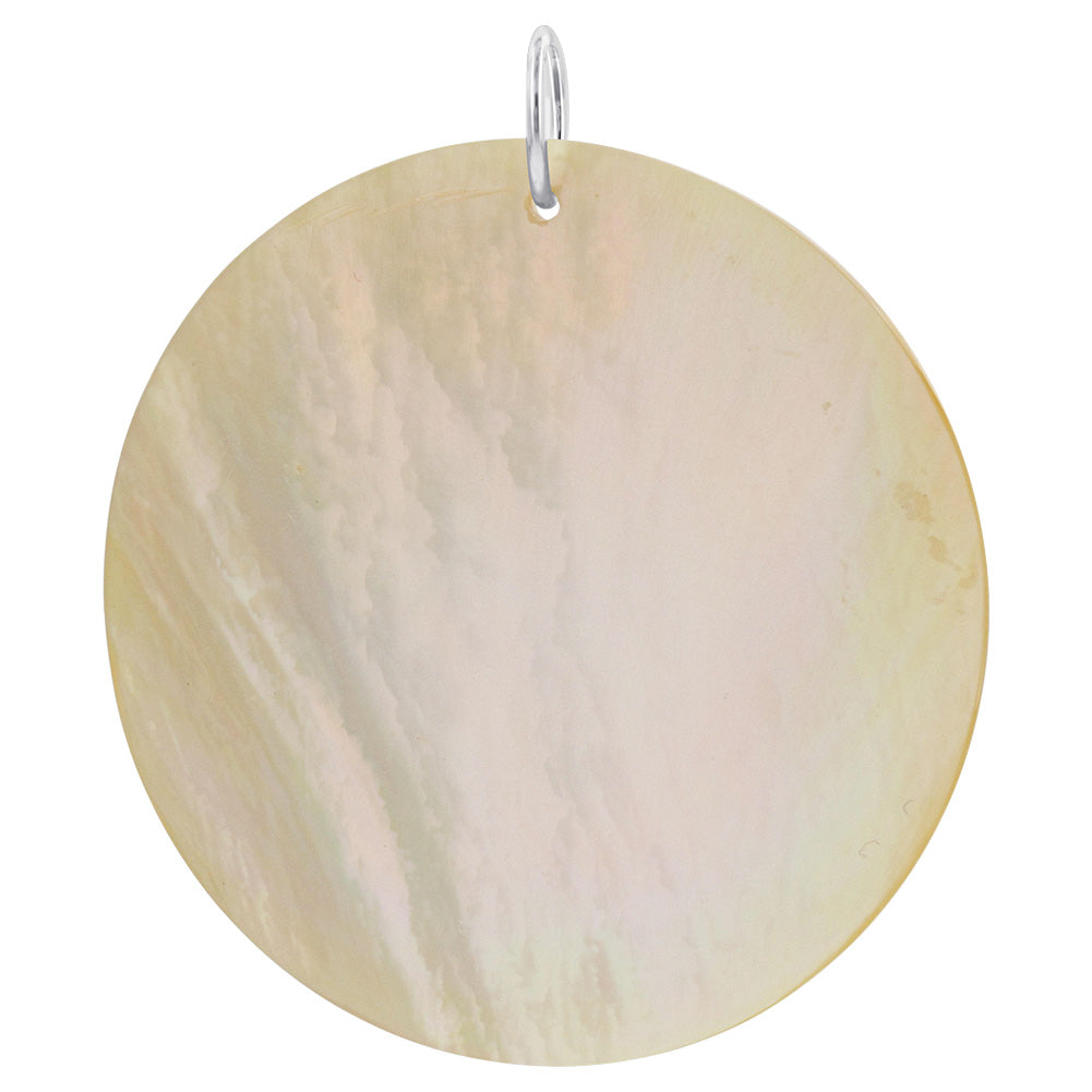 Mother of Pearl with Engraved on Gold Tone Sterling Silver Pendant - Gem Avenue