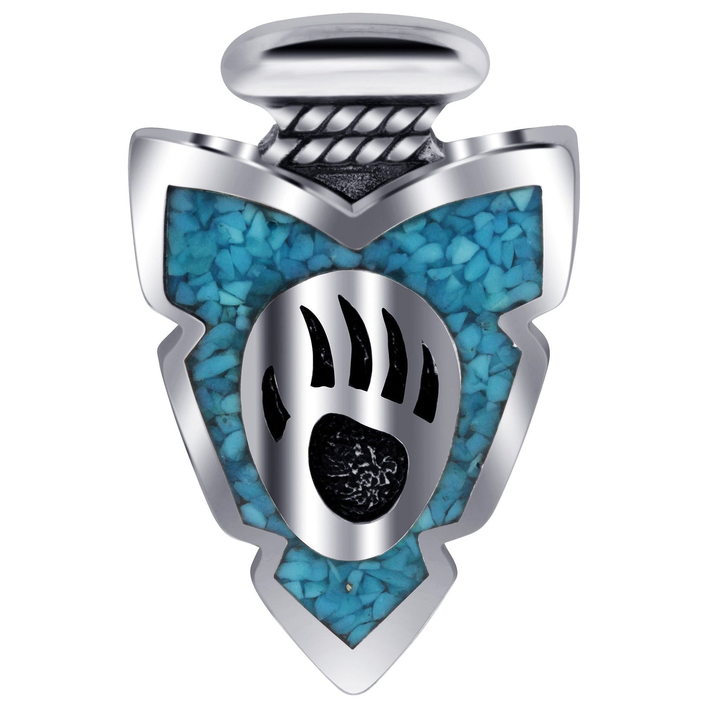 Turquoise Gemstone Inlay Bear Claw 925 Sterling Silver Pendant - Gem Avenue