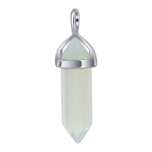 Opalite Double Terminated Hexagonal Bullet Point Pendulum Gemstone Pendant - Gem Avenue