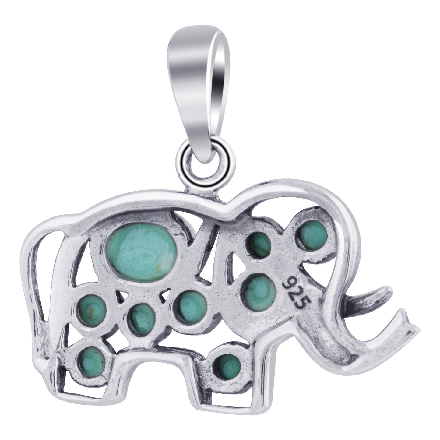 Sterling Silver Small Elephant Pendant with Rhodium Plated Bali Design