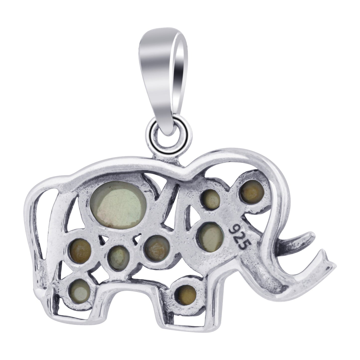 Sterling Silver Small Elephant Pendant with Rhodium Plated Bali Design