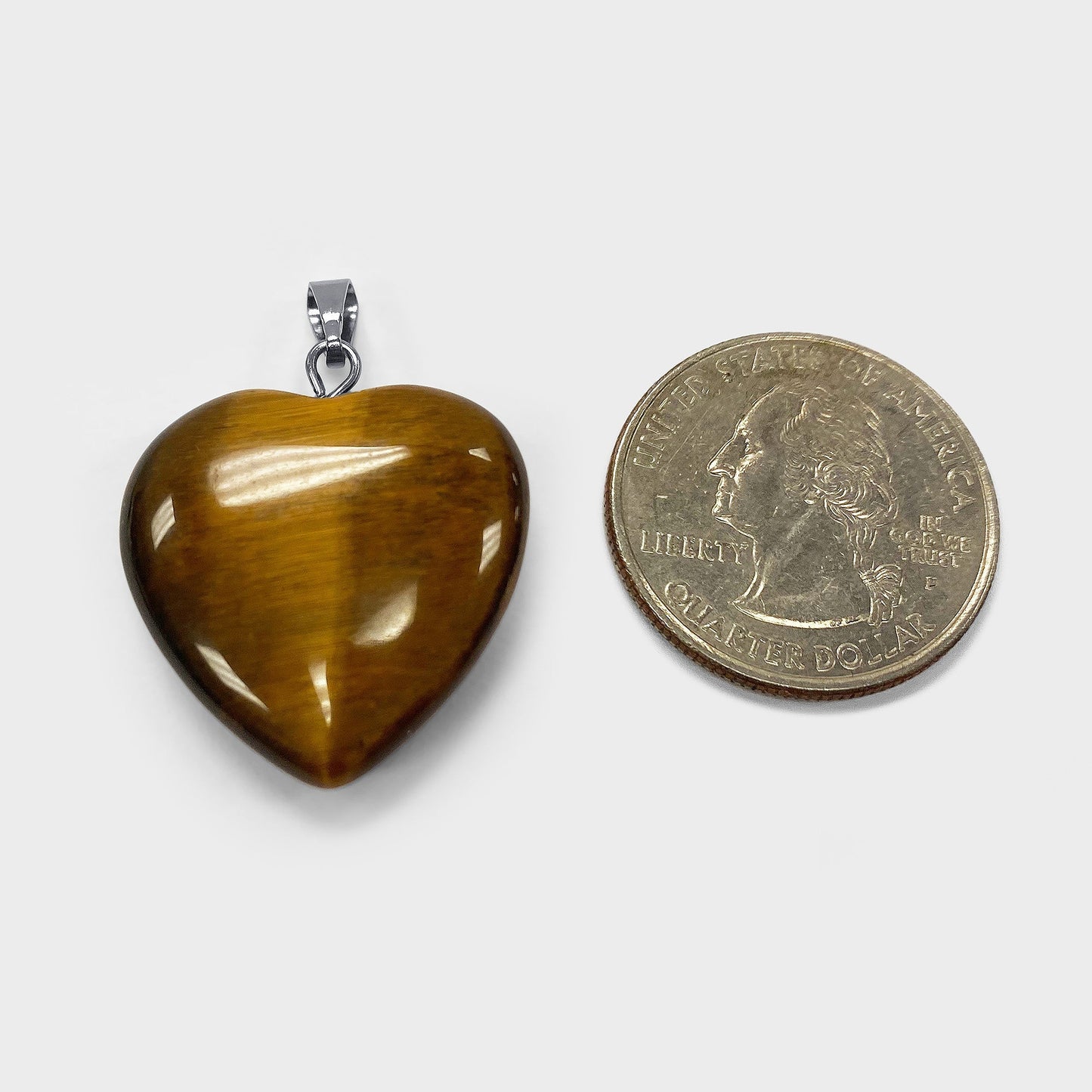Natural Tiger Eye Crystal Love Heart Pendant with Stainless Steel Bail - Gem Avenue