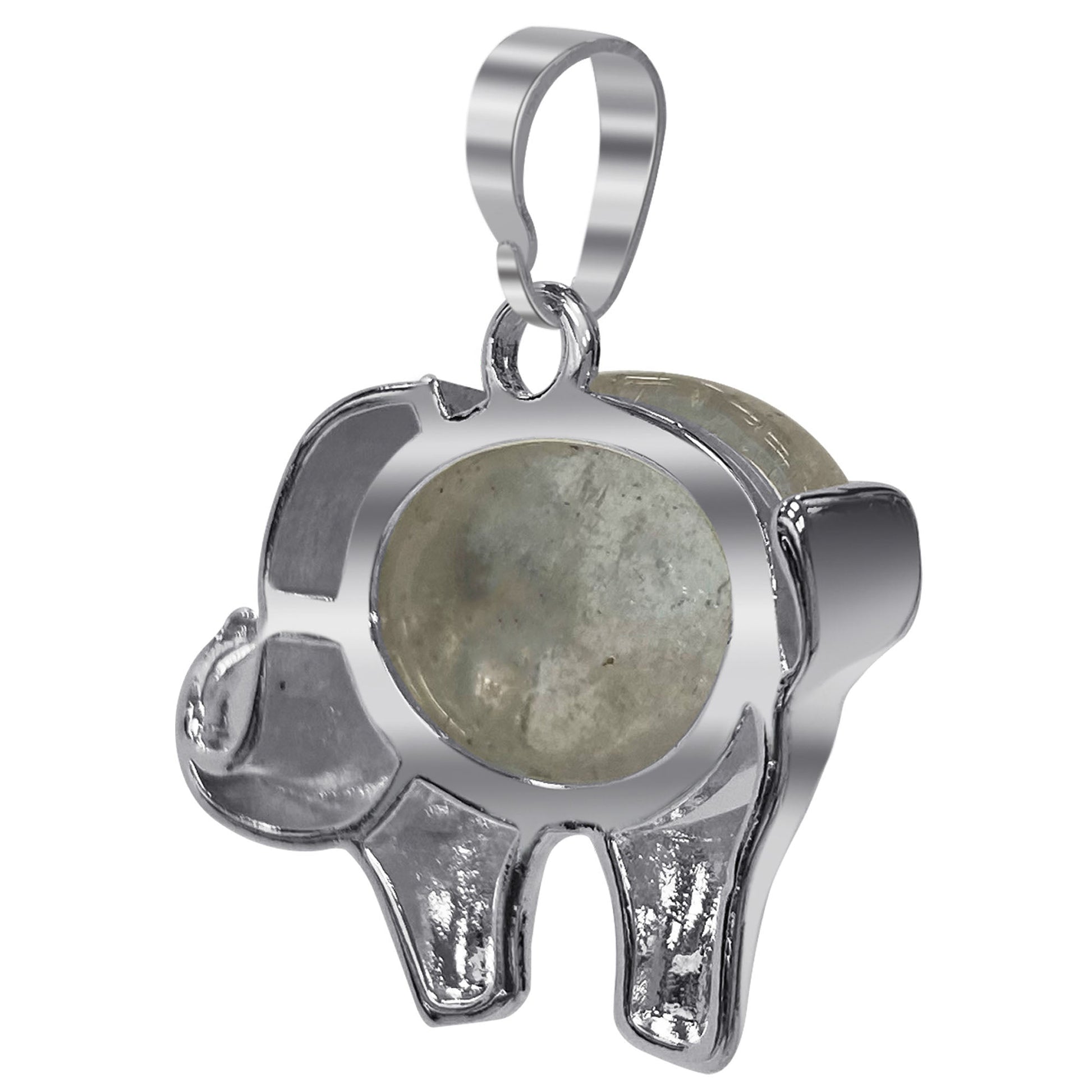Silver Plated Clear Quartz Gemstone Elephant Fashion Animal Pendant - Gem Avenue