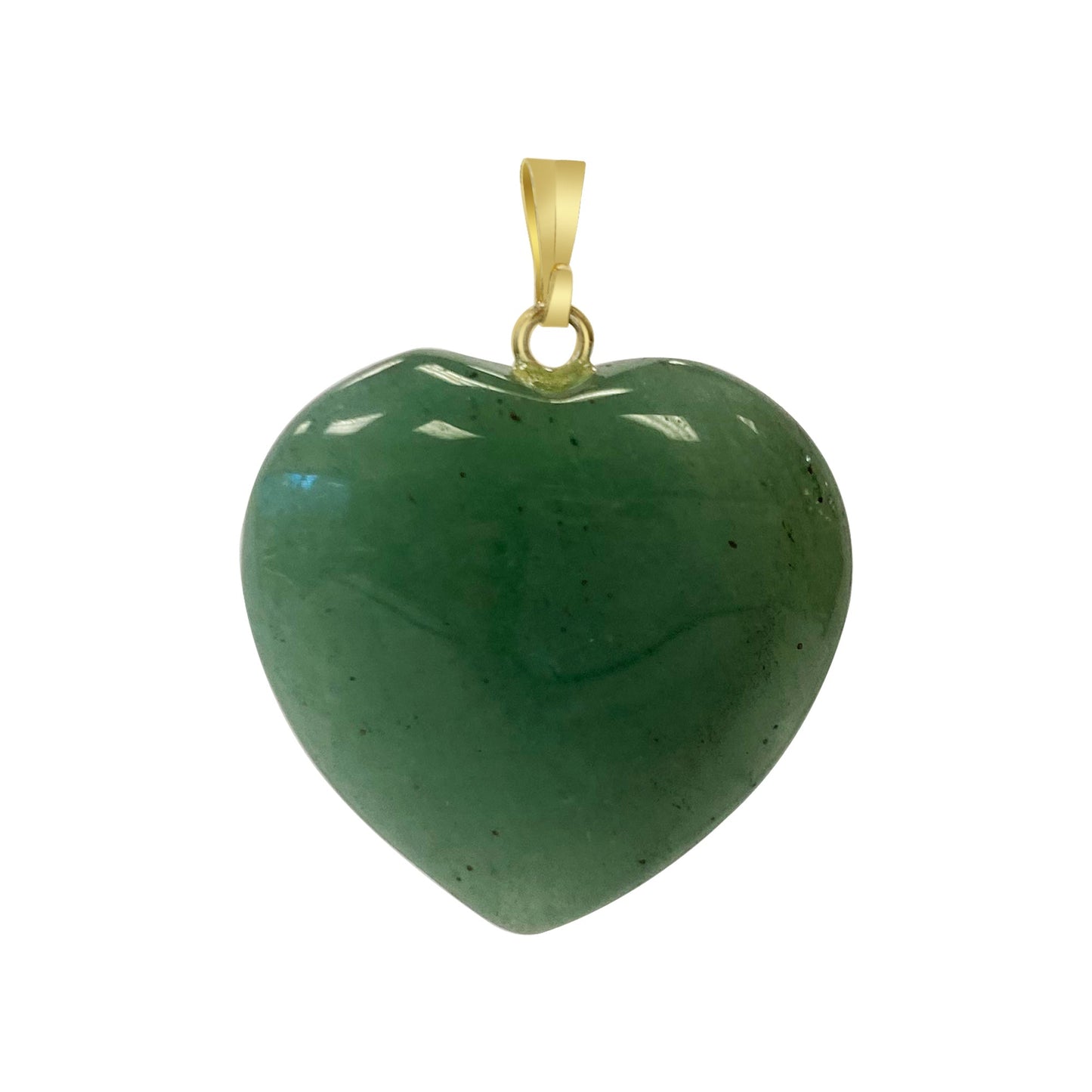 Silver Plated Aventurine Gemstone Heart 1 inch Fashion Pendant
