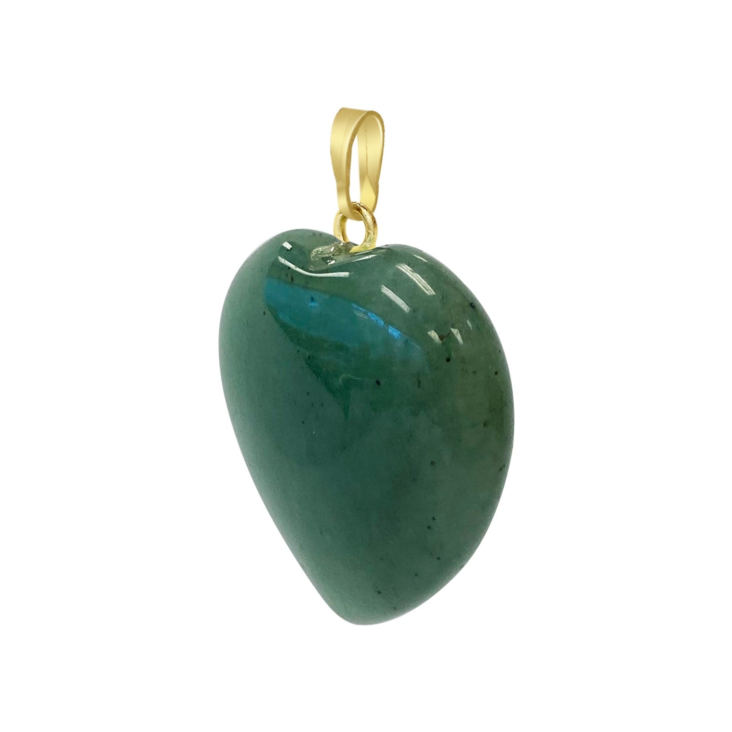 Silver Plated Aventurine Gemstone Heart 1 inch Fashion Pendant
