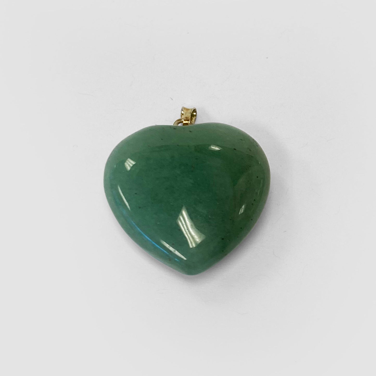 Silver Plated Aventurine Gemstone Heart 1 inch Fashion Pendant