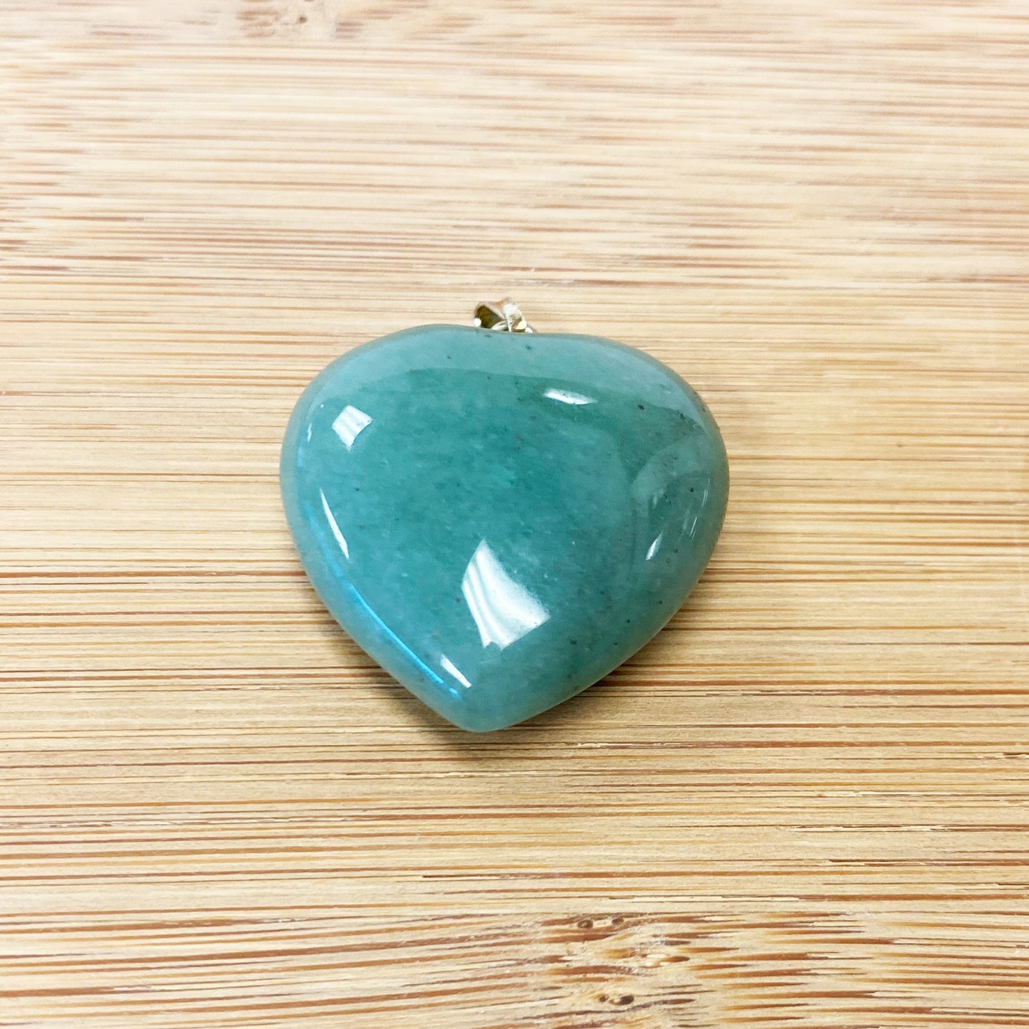 Silver Plated Aventurine Gemstone Heart 1 inch Fashion Pendant