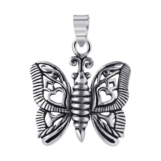 925 Sterling Silver Butterfly Love Heart Pendant Insect - Gem Avenue