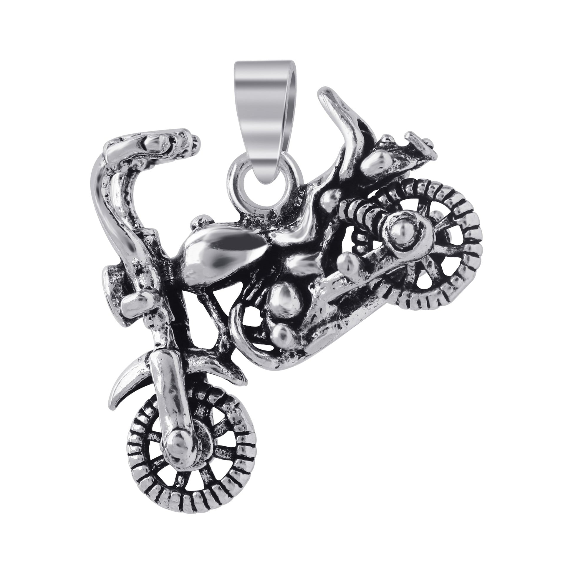 925 Sterling Silver Motorcycle Bike Pendant - Gem Avenue