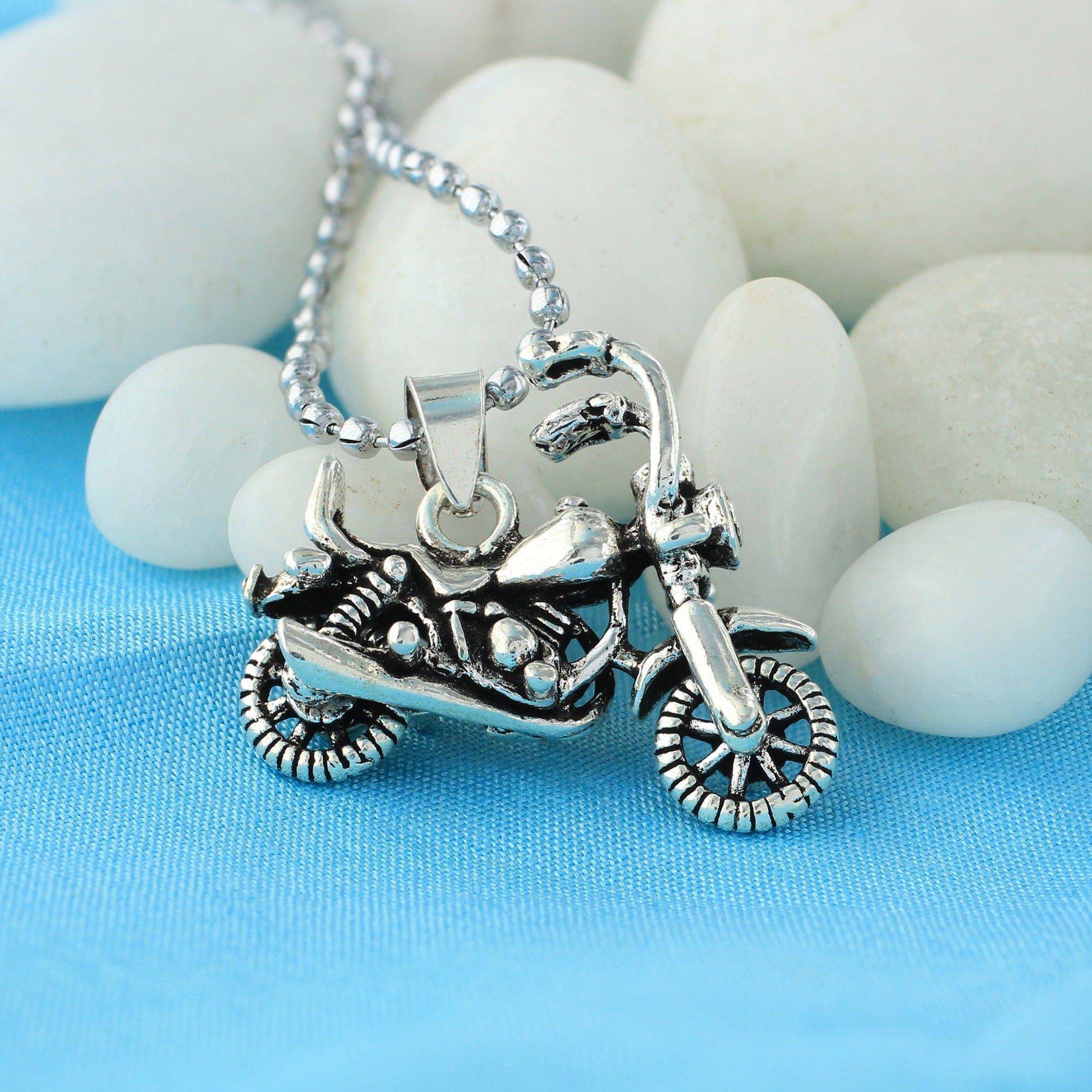 925 Sterling Silver Motorcycle Bike Pendant - Gem Avenue