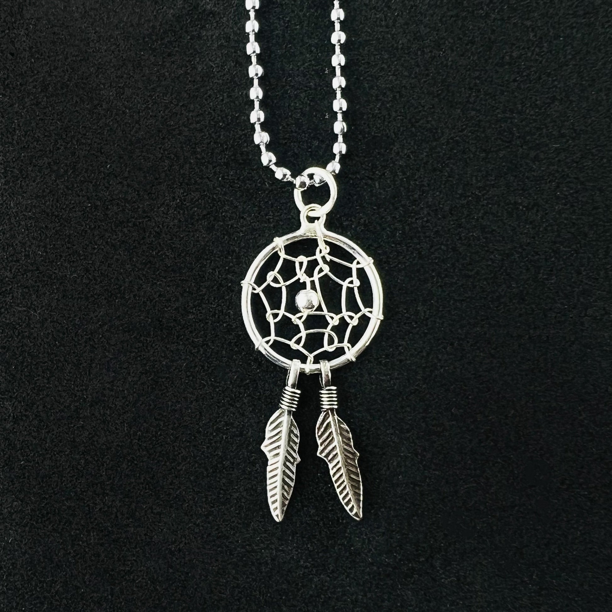 Dream Catcher Web Feather 925 Sterling Silver Pendant - Gem Avenue