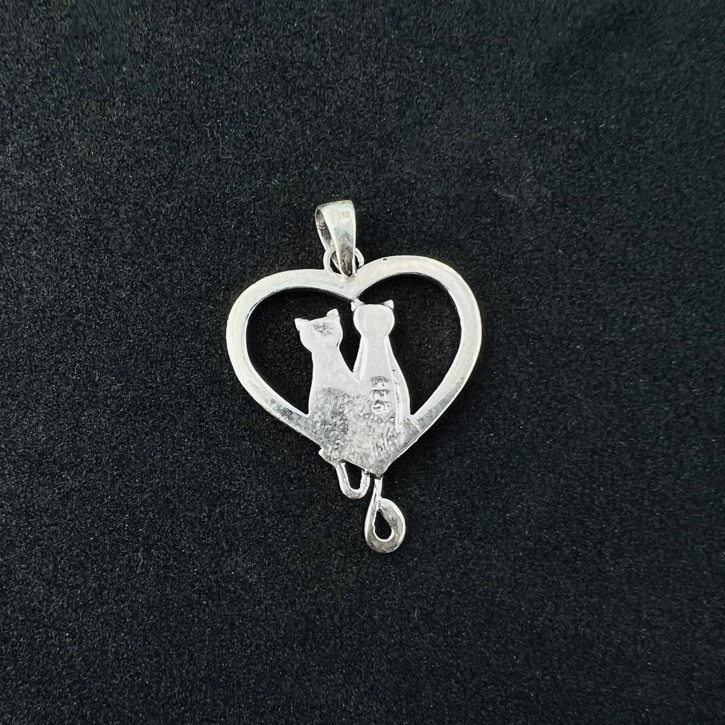 Love Heart Cat Couple Star 925 Sterling Silver Pendant - Gem Avenue