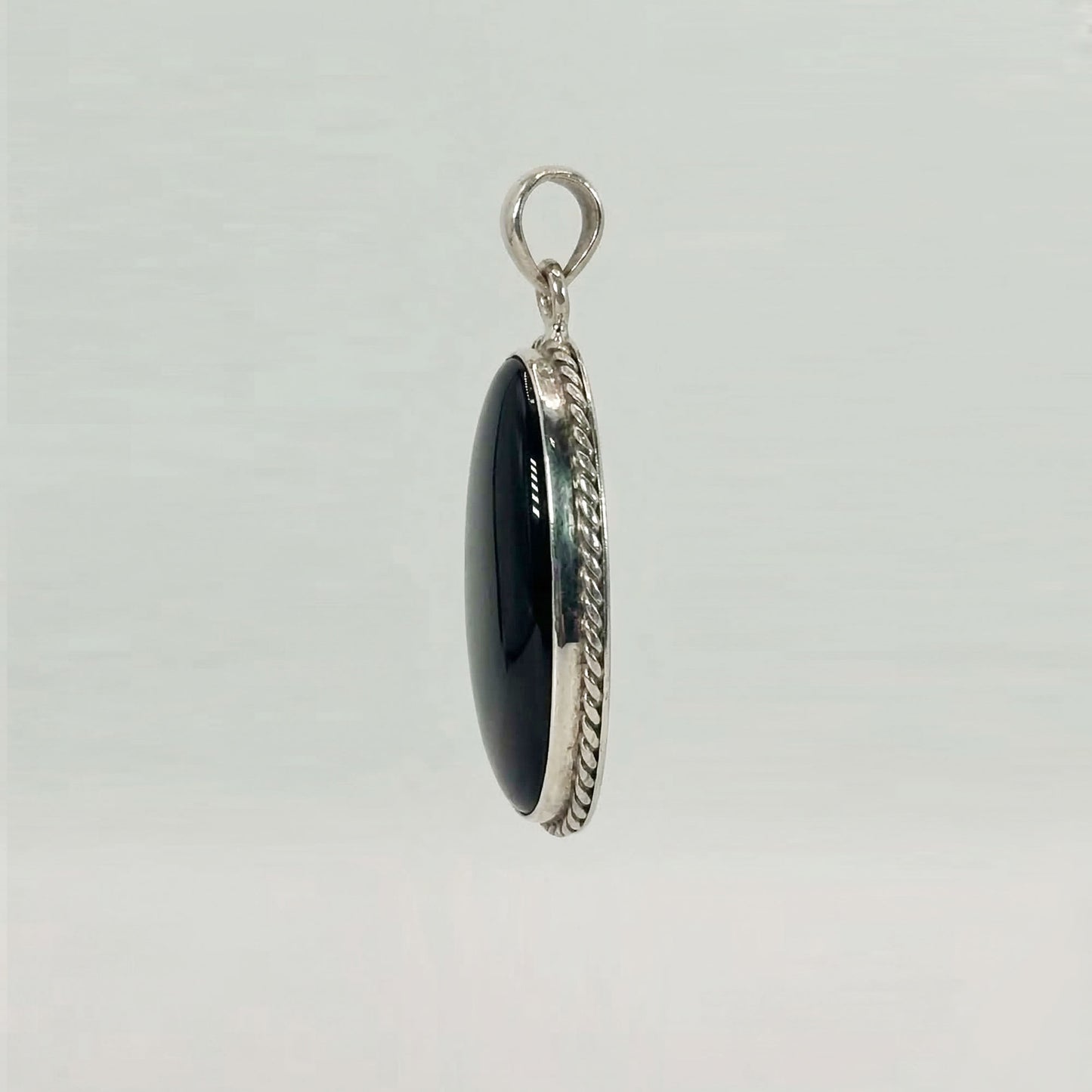 Black Onyx Oval Pendant in 925 Sterling Silver Natural Black Gemstone Minimalist Necklace - GP334