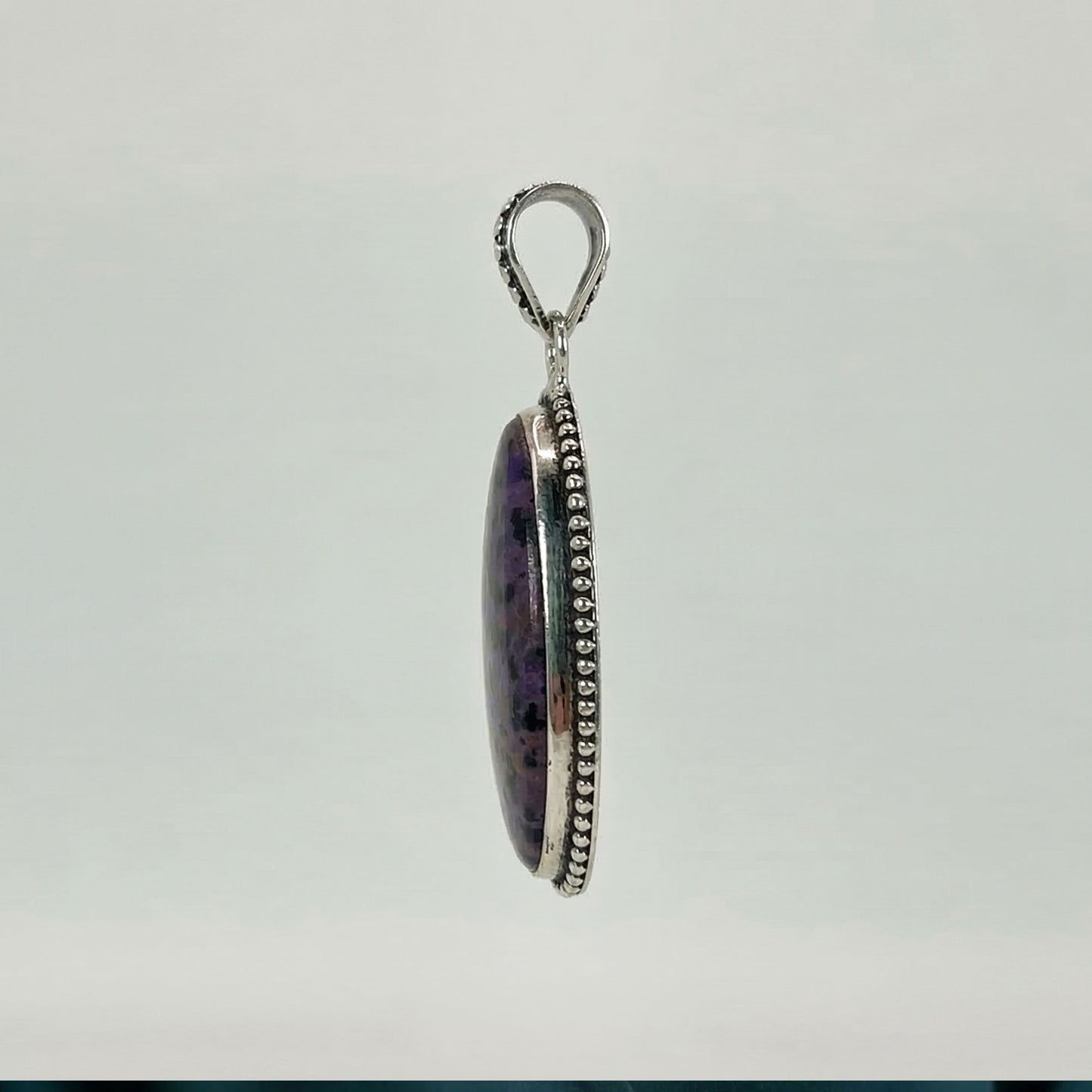 Purple Dalmation Jasper Pendant 925 Sterling Silver Artisan Jewelry - GP340