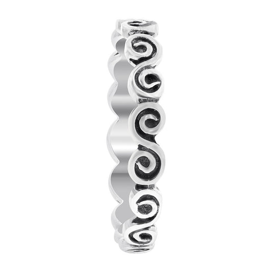 925 Sterling Silver Swirl Design Band Ring - Gem Avenue