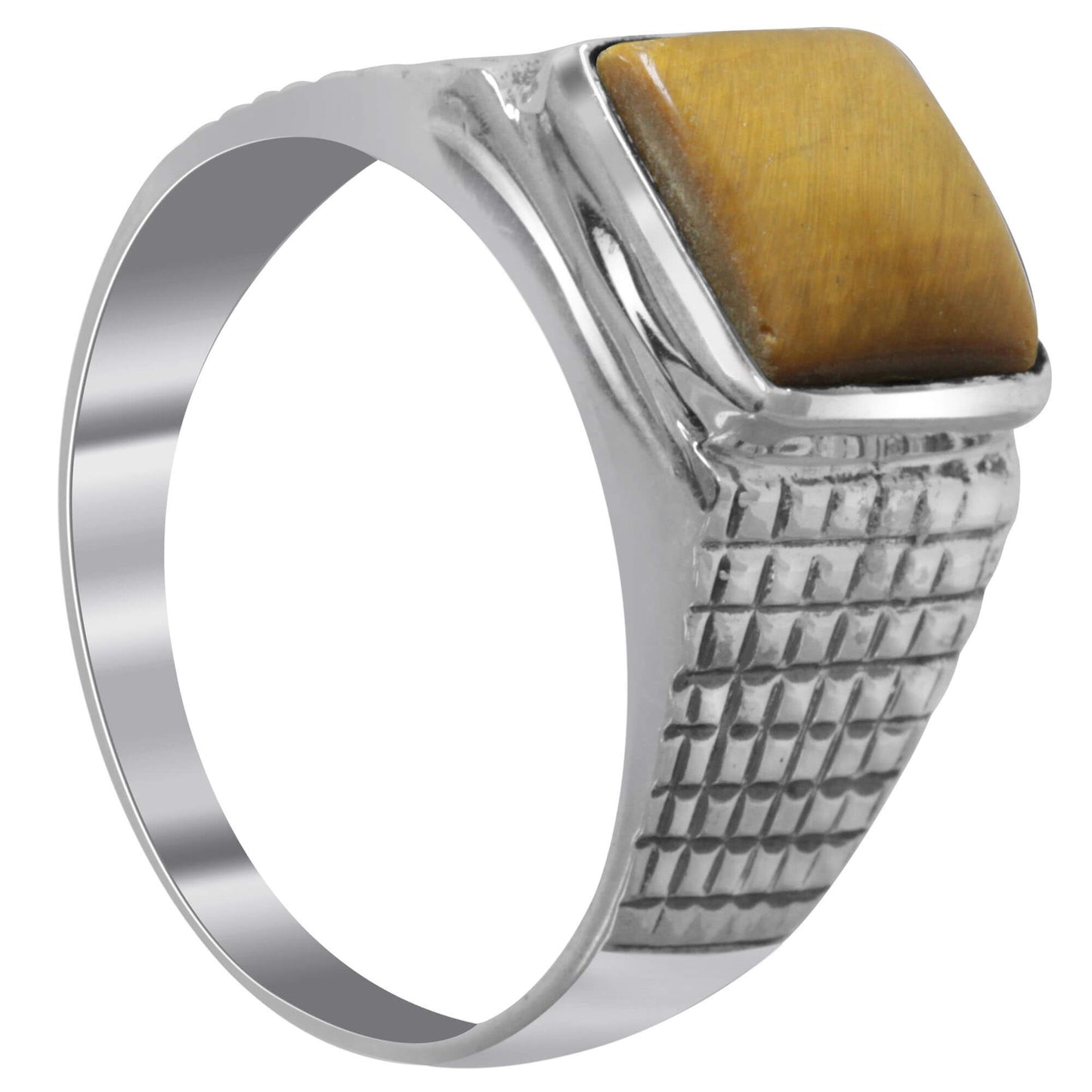 Natural Tiger Eye Gemstone 925 Sterling Silver Mens Ring Size 10