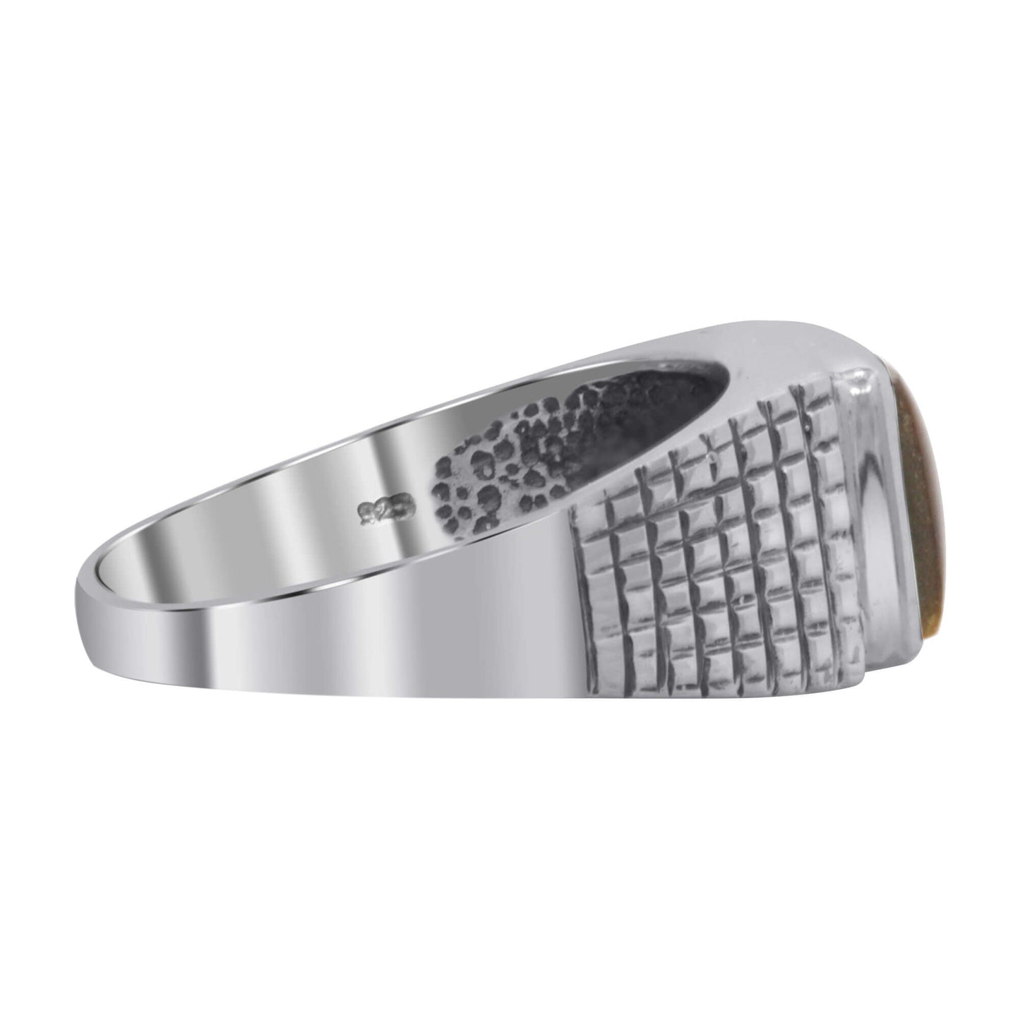 Natural Tiger Eye Gemstone 925 Sterling Silver Mens Ring Size 10